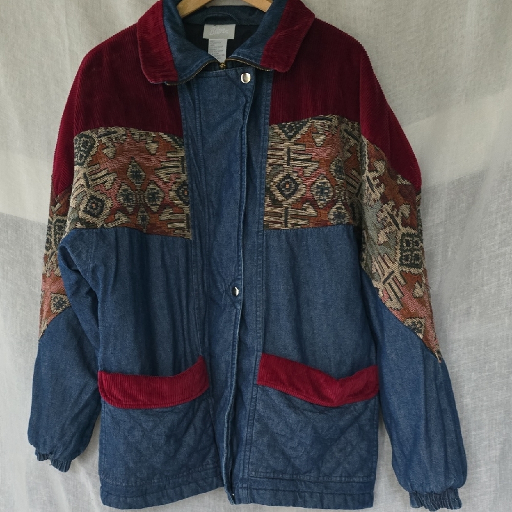 Blair Multicolor Denim Jacket with Red Accents